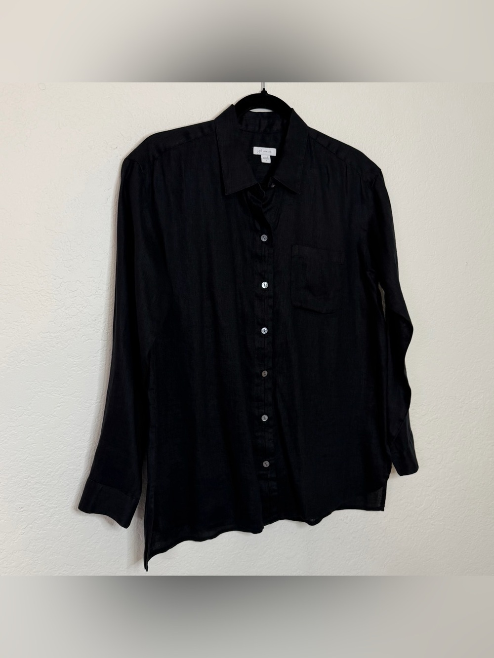 J. Jill Love Linen Black Long Sleeve Button Up Shirt 100% Women’s Size Small - Picture 2 of 7